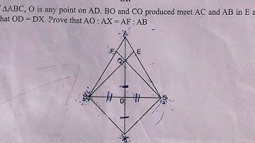 Class-10th #maths | AD is the median of triangle ABC, O is any point on AD. BO and CO produced meet