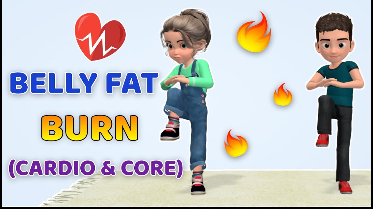 BELLY FAT BURN WORKOUT FOR KIDS - CARDIO & CORE EXERCISES