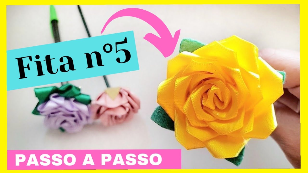 🌹Como fazer ROSA de FITA DE CETIM  n°5 passo a passo|Satin Ribbon Rose Tutorial Faça você mesmo