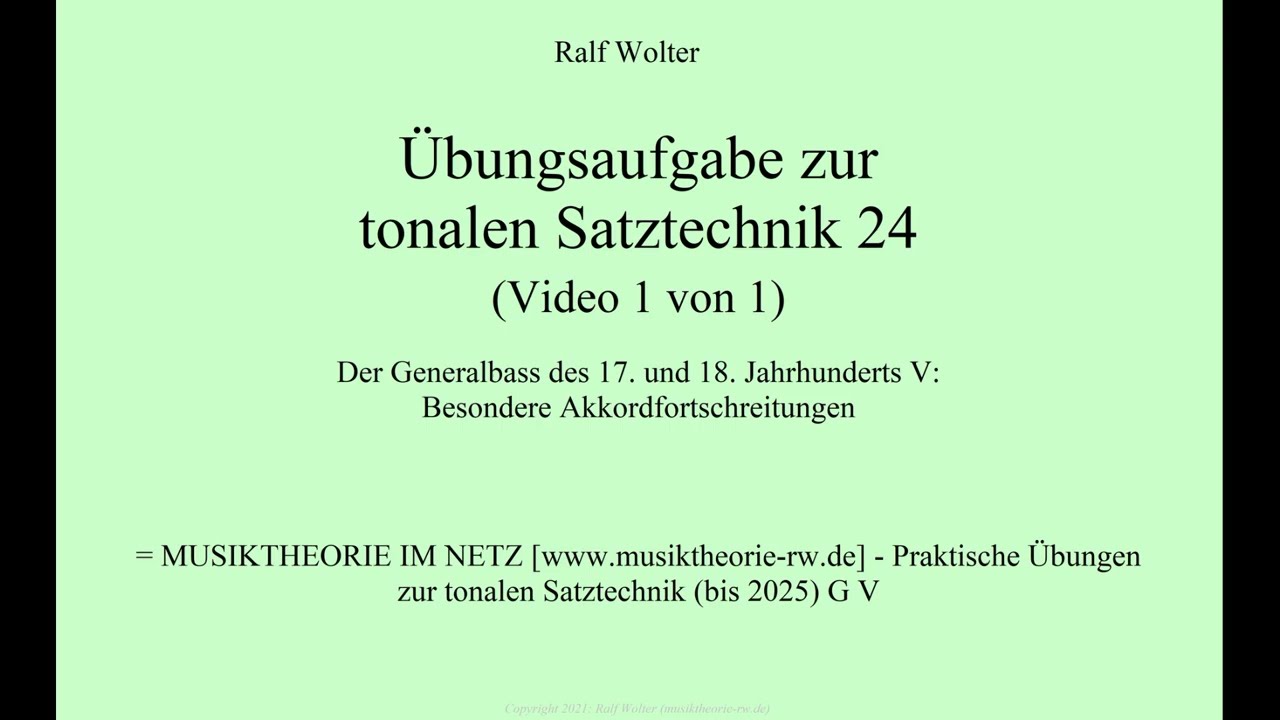 Übungsaufgabe zur tonalen Satztechnik 24 (Video 1 von 1)