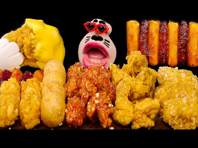 ASMR MOZZARELLA CHEESE CHICKEN & YANGNYEOM CHICKEN MUKBANG EATING SOUNDS