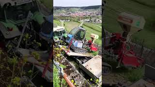How Work Is Done On Steep Vineyard Slopes Machinery Held By A Cable