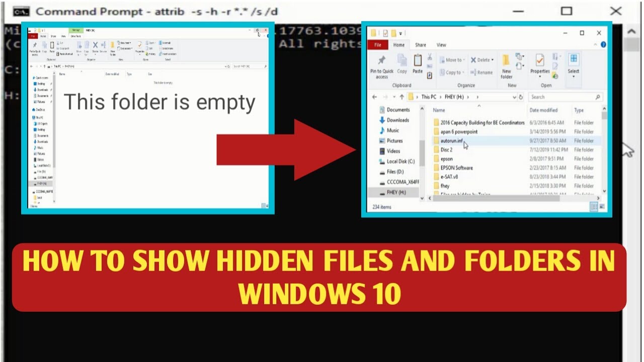 ไวรัสซ่อนไฟล์ usb  2022  How to Show Hidden Files and Folders of USB Stick to Windows 10