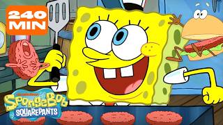 4 HOURS of SpongeBob Cooking at the Krusty Krab 🍔 | SpongeBob