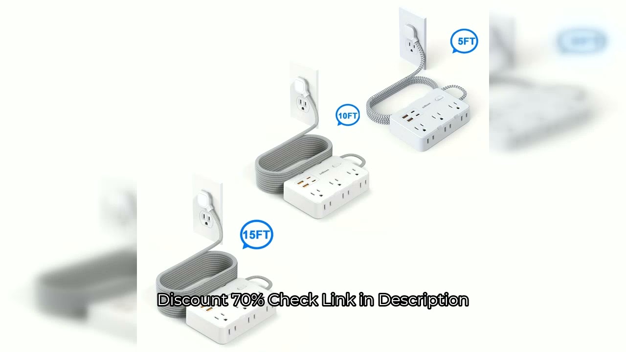 US Plug Power Strip Surge Protector with 6 AC Outlets 4 USB Ports,5FT/10FT/15FT Extension Cable, Soc