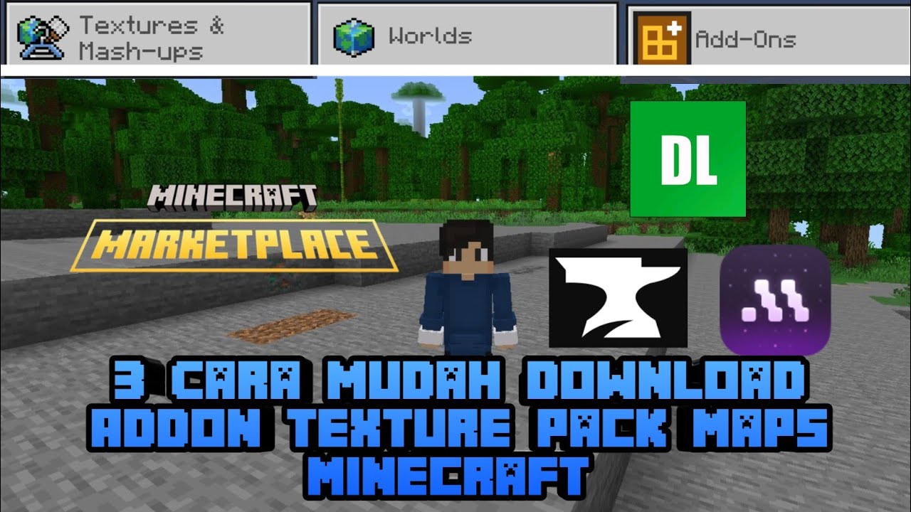 3 Cara mudah download Addon Texture Pack Maps Minecraft-Tutorial ...
