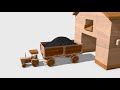 A wooden toy plants artificial flowers - tractor for children