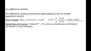 Variables quantitatives continues - Coefficient de variation
