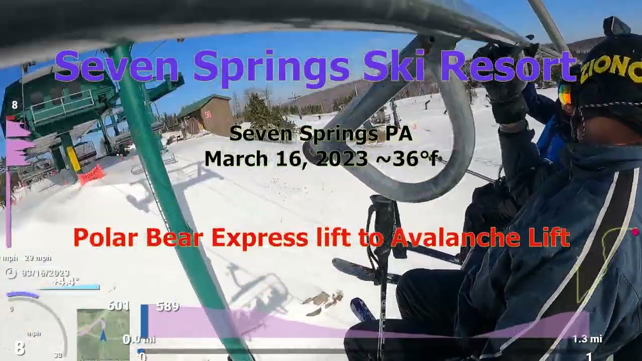 Ski Seven Springs ⛷️🏔️⛷️Polar Bear Express lift to Avalanche