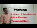 Problem  - 4 on Power Transmitted Through Diameter of Shaft [ Hindi ] - Strength of Materials