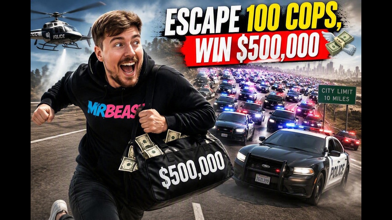 mr beast 🤑Escape 100 Cops, Win $500,000💸