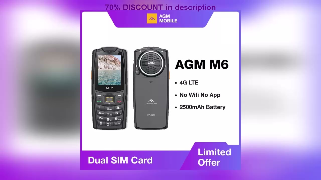 A must-have product! AGM M6 Rugged Phone - Loud 103dB Speaker, 2.4" Screen, 4G Dual SIM, 2500mAh B