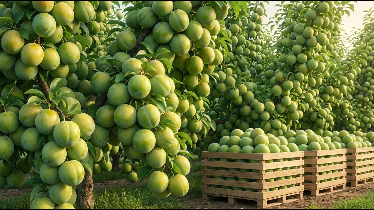 How Green Plum Is Grown | From Planting to Harvest of Super Large Green Plums