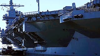 GIGANTIC 100,000Tonne $13 Billion SUPERCARRIER USS Gerald R. Ford Departs Port & Begins Sea Trials!