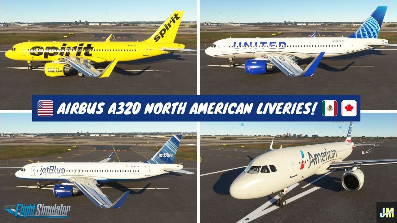 Flight Simulator Airbus A320 North American Liveries Pack on