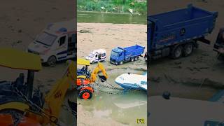 DIY JCB & Tractor Pull a Giant Airplane Out of the Water! 😱✈️🚜 #Shorts