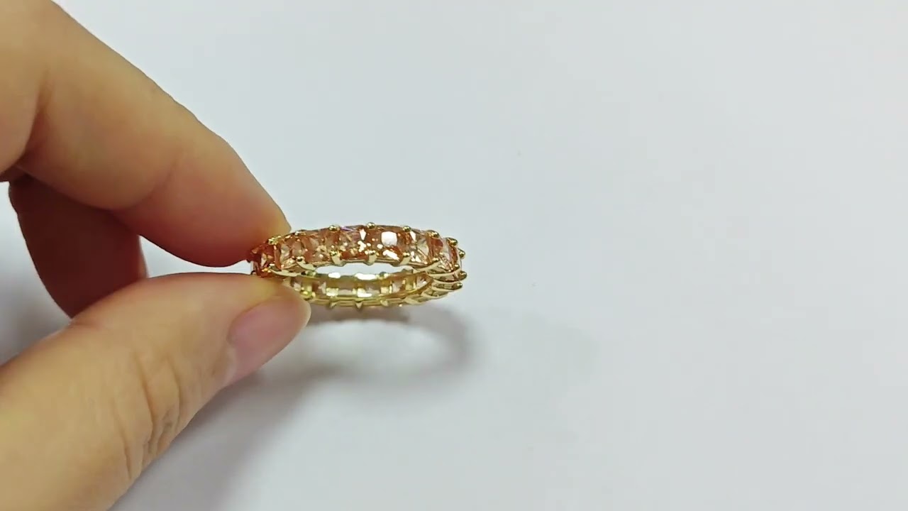 Square Champagne Full Circle Zircon Wedding Ring