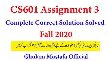 cs601 Assignment 3 Correct Solution solved 2020