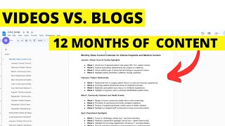 Session 5: A 12-month Content Calendar, Systemizing Video for Clients, YouTube content vs Articles