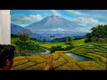 CARA MELUKIS - MENGGAMBAR PEMANDANGAN SAWAH PADI / HOW TO PAINT A RICE FIELD LANDSCAPE BY DANDAN SA