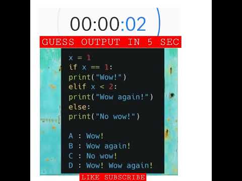 PYTHON CODE QUIZ 0⃣ |  #python #pythoncode #blockchain #machinelearning #iot #java #ai #python3