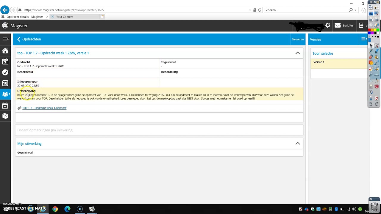 Opdracht inleveren via Magister
