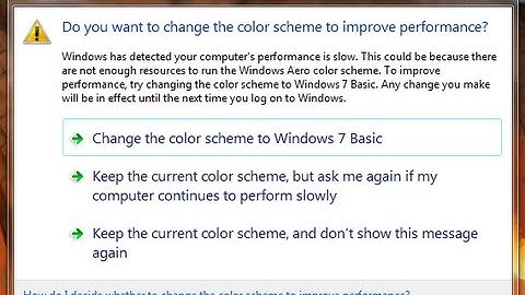 Disable: Do you want to change the color scheme to improve performance?