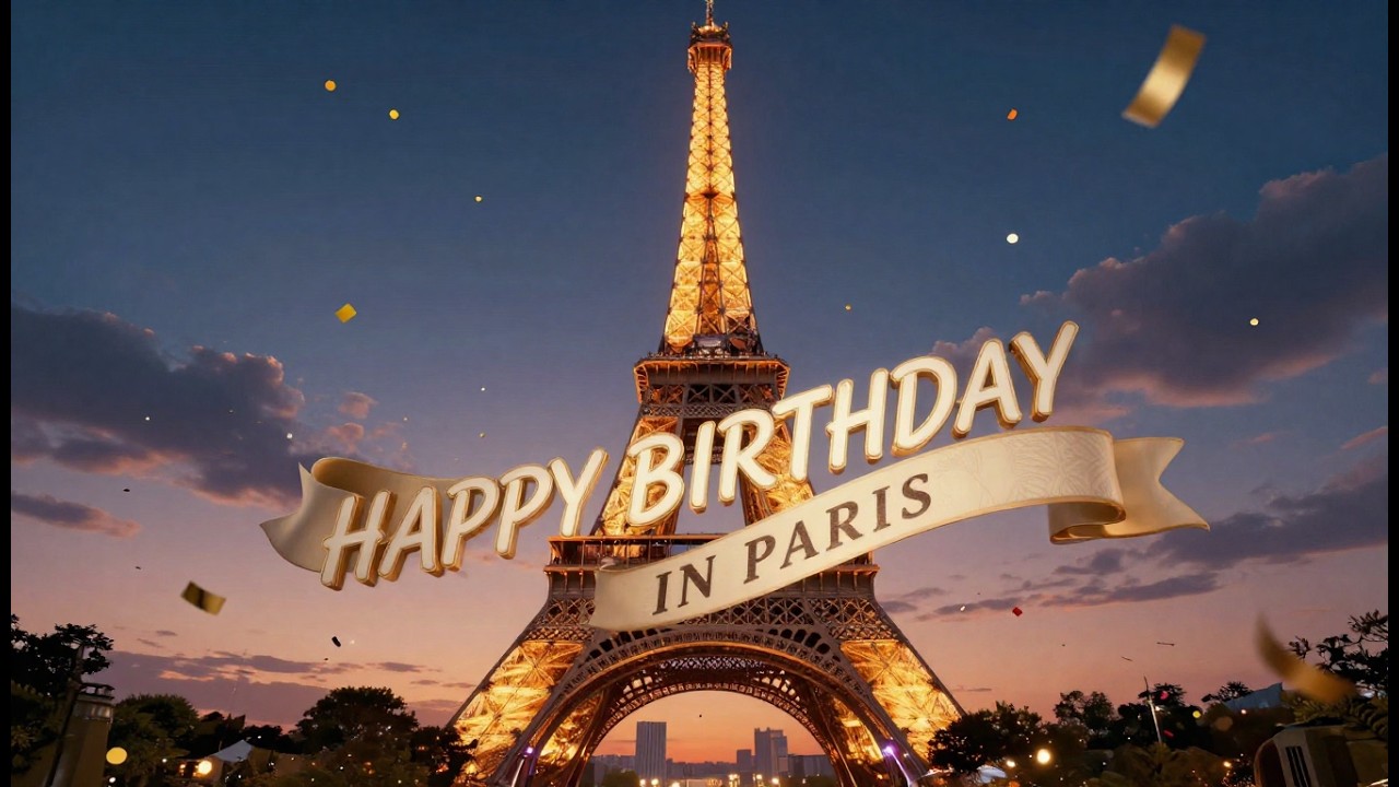 AMAZING HAPPY BIRTHDAY SONG IN 4K 🎂🎁🎉Incroyable chanson d’anniversaire en 4K.#Paris #EiffelTower