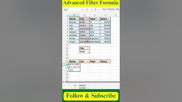 Advanced Filter Formula in Excel #excel #exceltips #exceltutorial #msexcel #msexcelfullcourse
