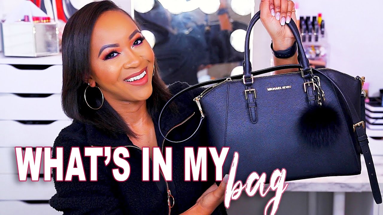 WHAT'S IN MY PURSE / BAG 2020  MICHAEL KORS SAFFIANO LARGE SATCHEL ♡ Fayy  Lenee 