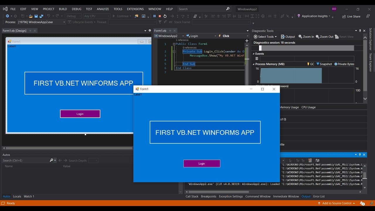 Windows Forms App With Vb In Visual Studio