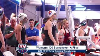 Women’s 100y Back A Final | 2019 NCSA Spring Swimming Champs
