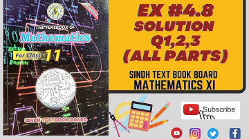 Exercise  4.8 Class 11th maths Solution |  Sindh Board New book