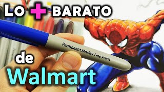 Reto de Materiales Baratos | DIBUJO con lo más BARATO de WALMART (Marcadores) | Spider-Man de Marvel