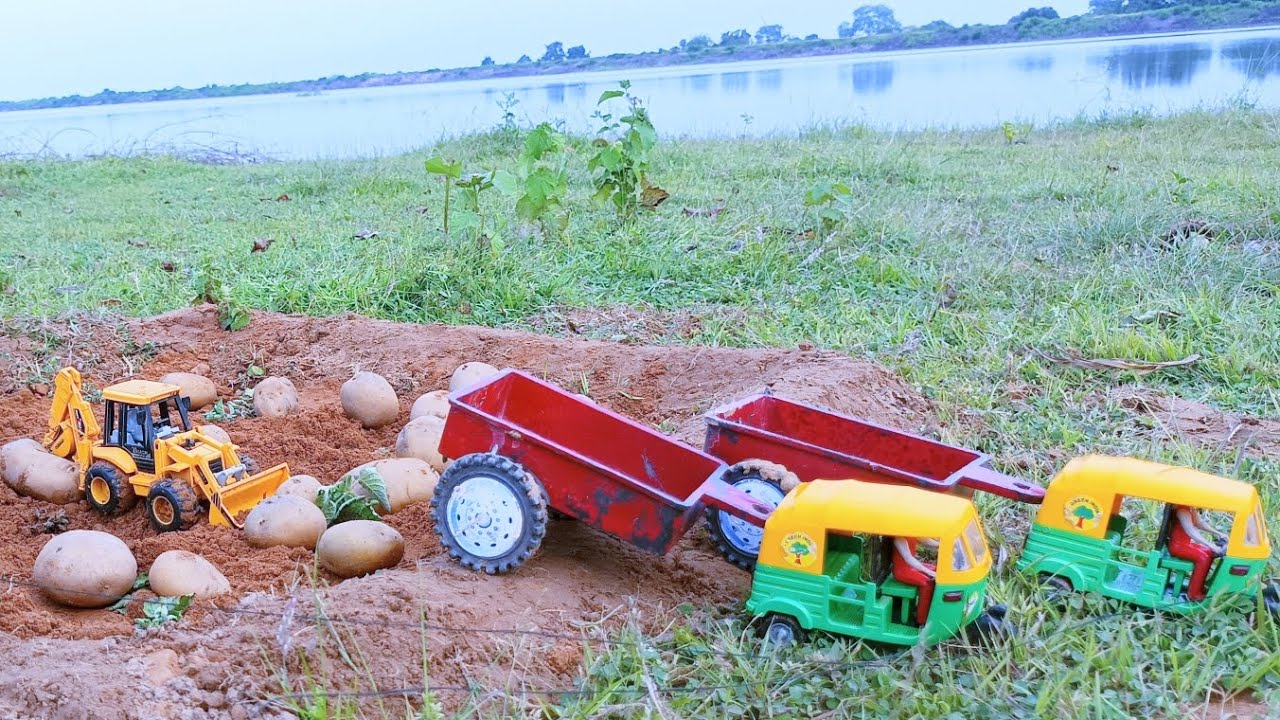 kids farm | JCB 3DX | Auto rickshaw | Potato Loading Auto Rickshaw ...