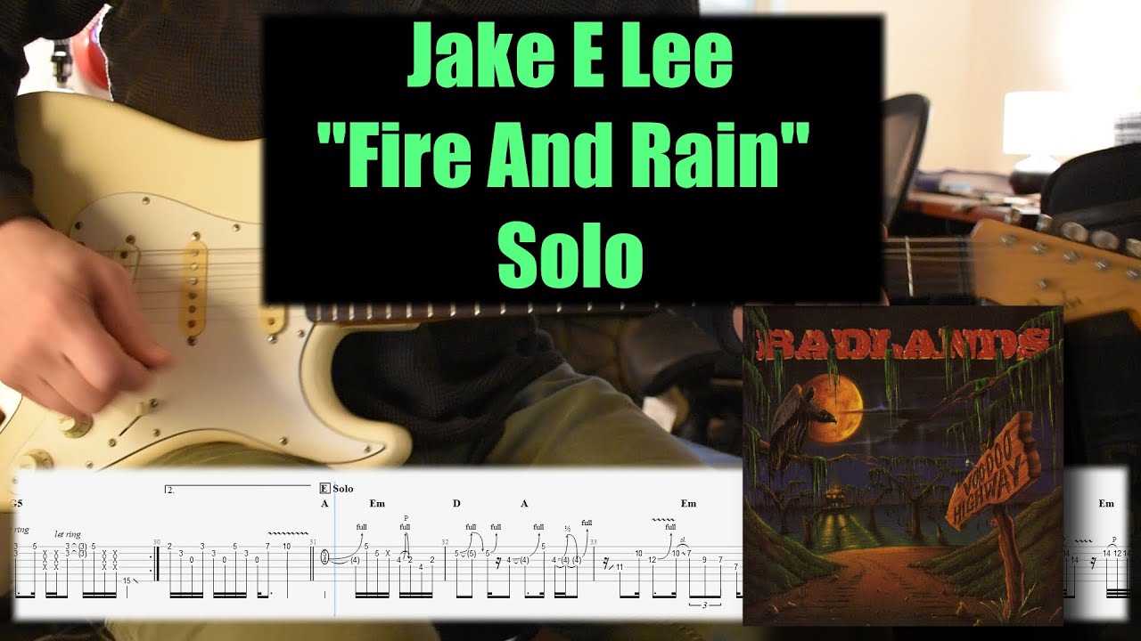 Fire And Rain Badlands Jake E Lee Solo Cover Guitar Tab Youtube 