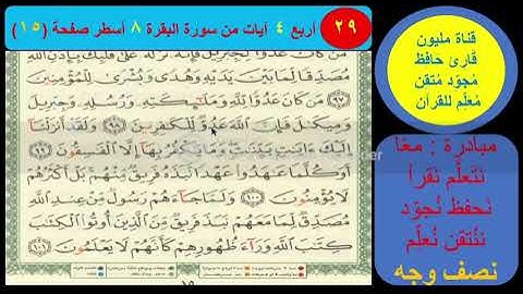(29) نص وجه صفحة 15 سورة البقرة. مبادرة مليون قارئ حافظ مجودمعلم للقرآن