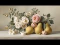 Floral &amp; Fruit Art Frame TV | Soft Pastel Still Life Painting | Relaxing 1 Hour Video