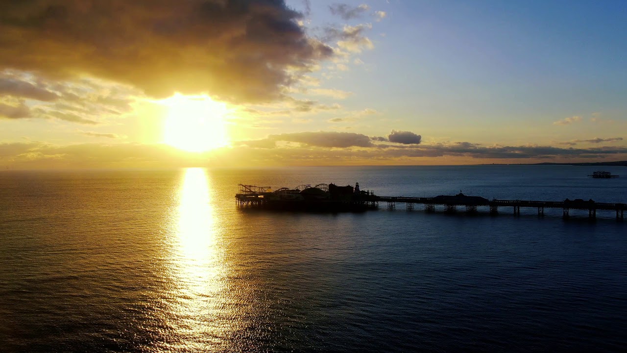 Brighton Pier Sunset by Drone