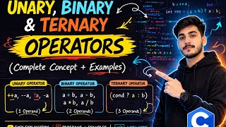 Unary, Binary & Ternary Operators in C | Complete Concept with Examples 🔥