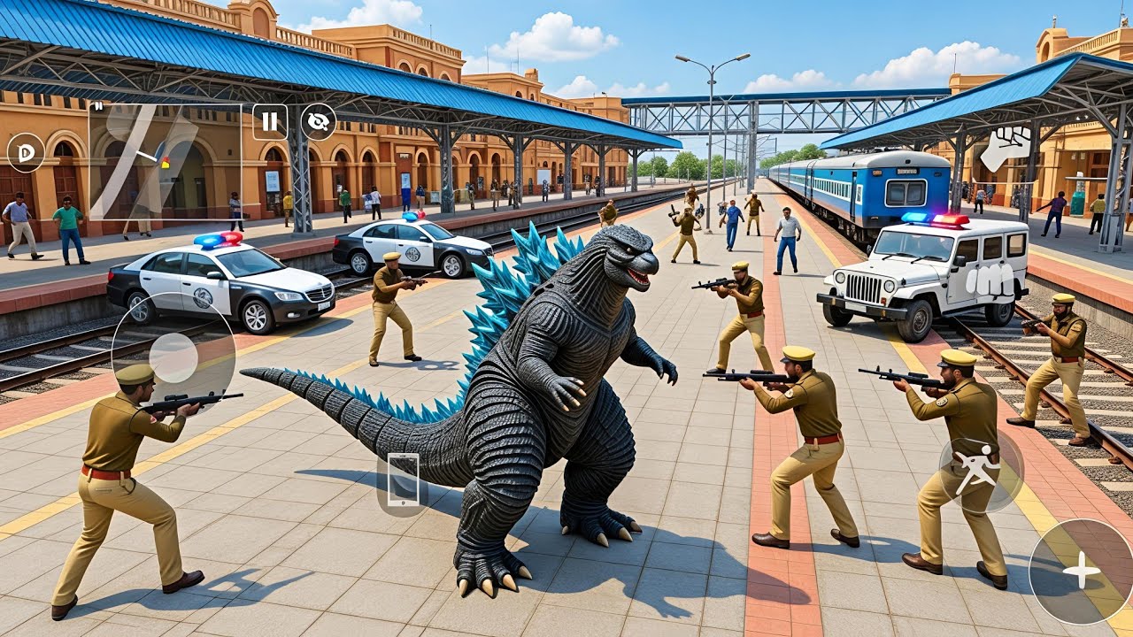 Godzilla Bike Rampage at Railway Station! Police Fight Chaos 🚔🔥