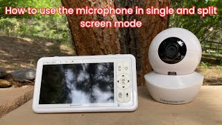 How to use the microphone on the Babysense HD monitor in single and split screen mode