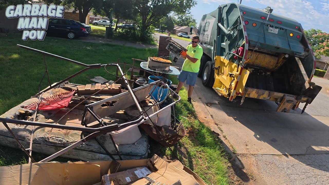 Bulky Collection at Trash Truck in ACTION | 4K Full UHD