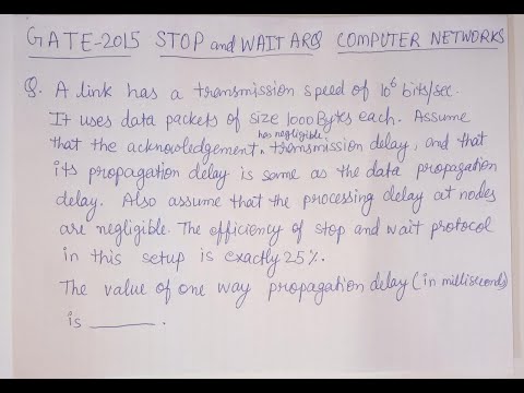 GATE 2015CS/IT STOP & WAIT| COMPUTER NETWORK | Link has transmission speed of 10^6bps 25%efficiency