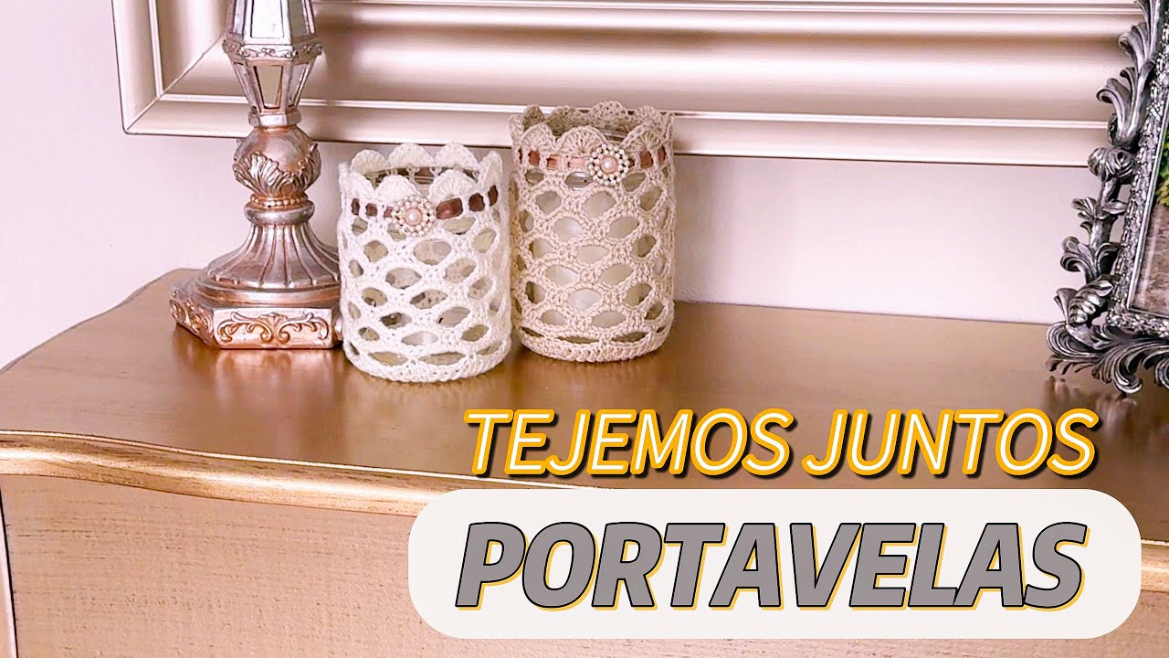 [PASO A PASO] Tejer PORTAVELAS crochet PUNTO COLMENA