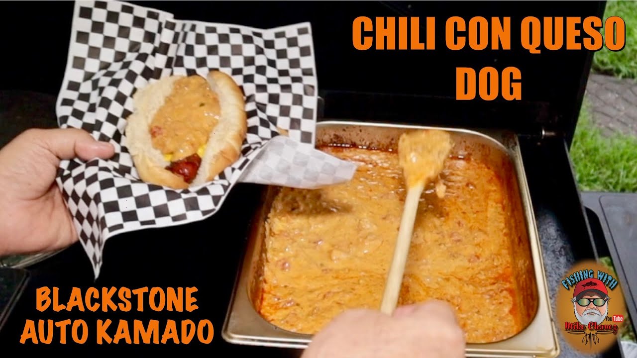 Chili Con Queso Hot Dogs On The Blackstone And CharGriller Auto Kamado