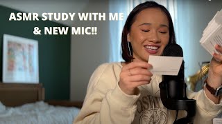 asmr | new mic and study with me, whispers and paper sounds