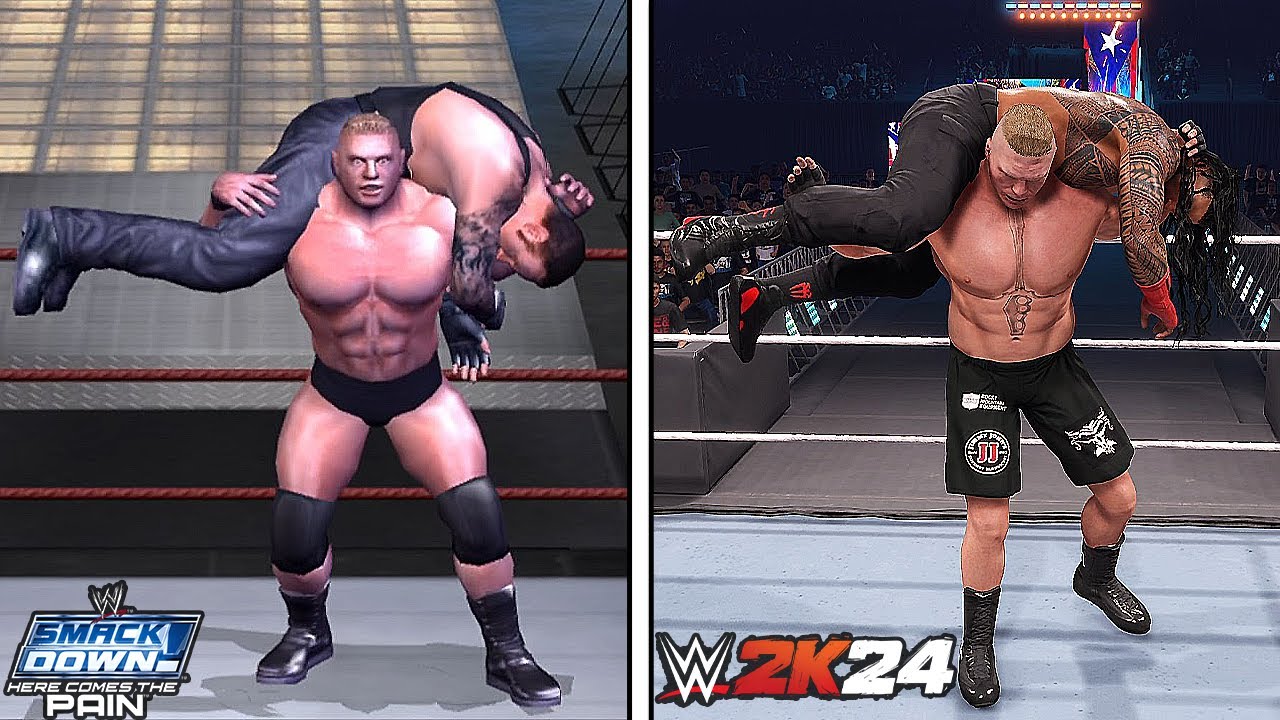 WWE 2K24 Vs WWE Here Comes The Pain (Epic Finishers Comparison) !!!!