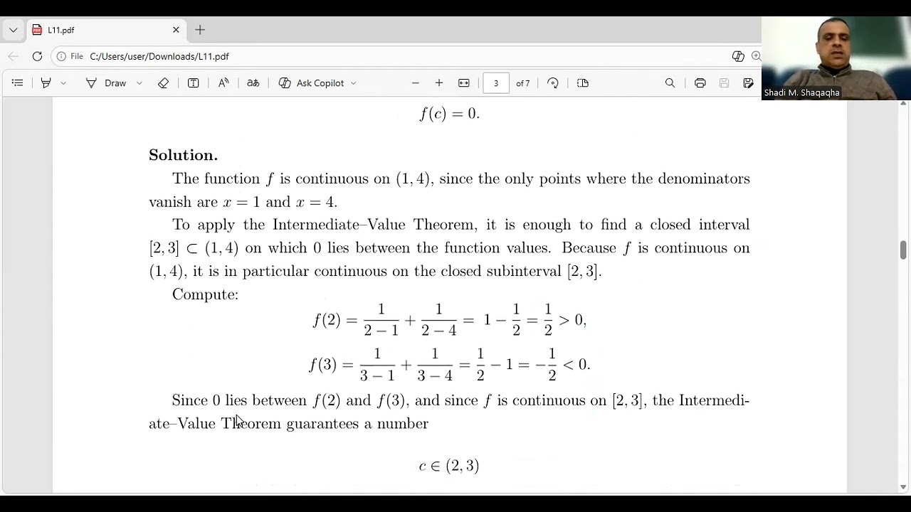 Calculus I – Lecture 11  Intermediate Value Theorem & Extreme Value Theorem