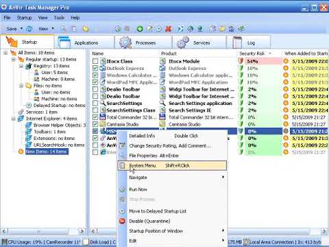 Monitoring Windows startup with AnVir Task Manager